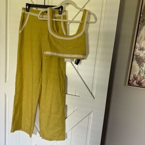 7 For All Mankind Yellow Wide Leg Pants